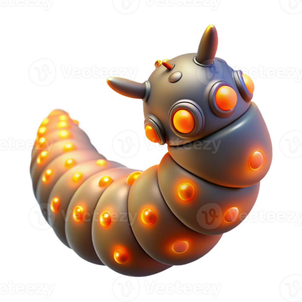 serene contemporary Glowing Marine Worm Isolated with Orange Bioluminescence exclusive png
