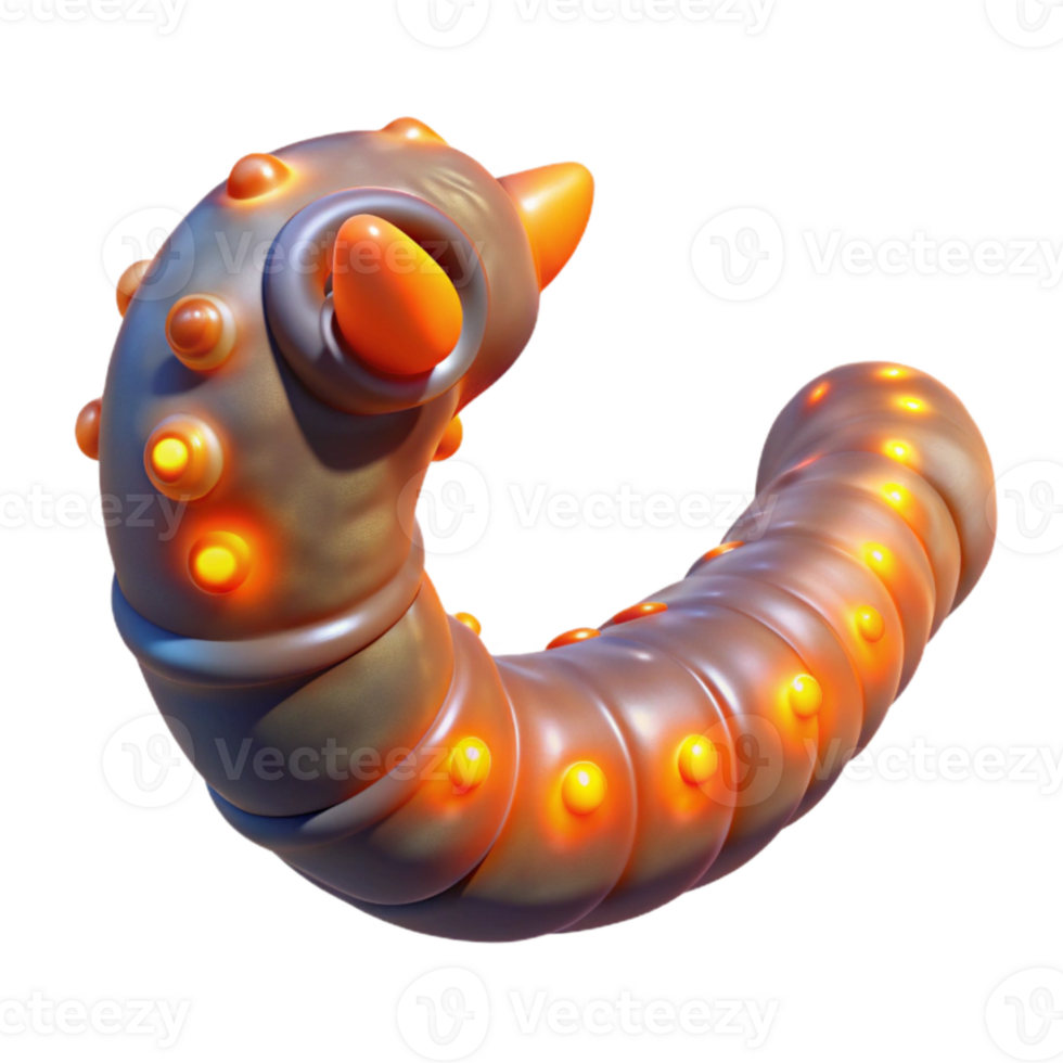 beautiful modern Glowing Marine Worm Isolated with Orange Bioluminescence premium png