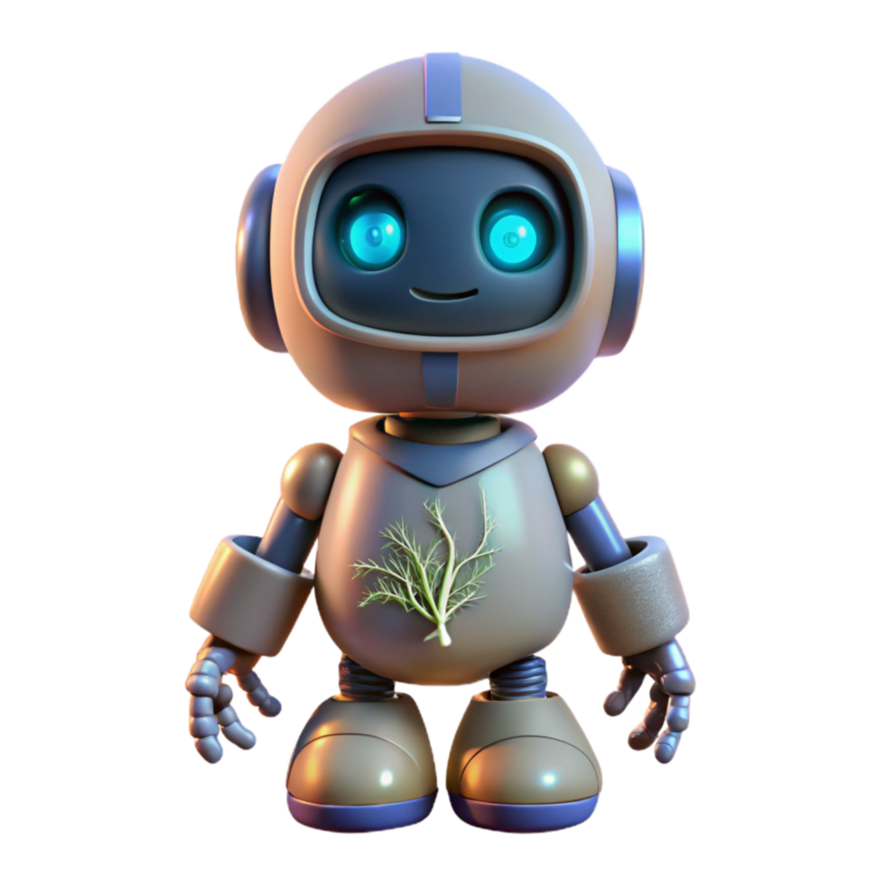 wonderful minimalist Glowing Robot with Root System Transparent high resolution png
