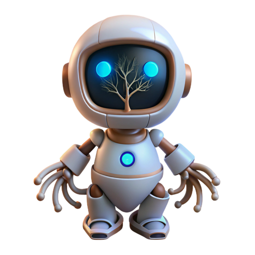 wonderful classic Glowing Robot with Root System Transparent high resolution png