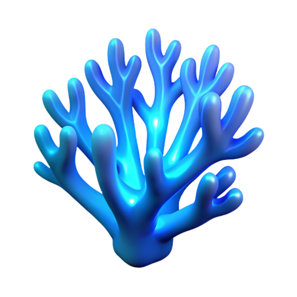 wonderful creative Glowing Seaweed Cutout with Bright Blue Luminescence premium png