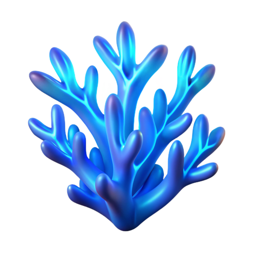 stunning minimalist Glowing Seaweed Cutout with Bright Blue Luminescence authentic png