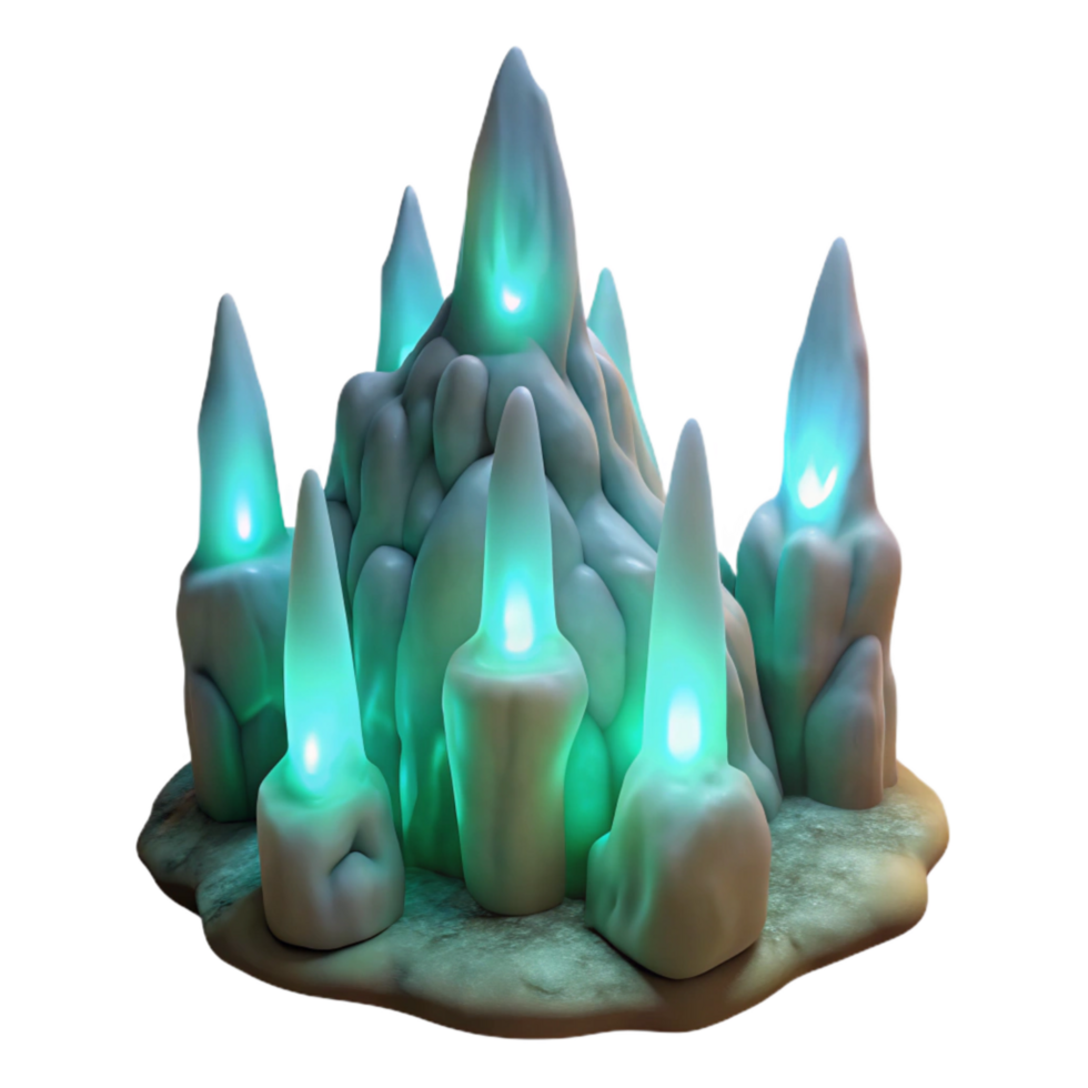 vibrant artistic Glowing Stalactites Transparent Background Cutout high resolution png