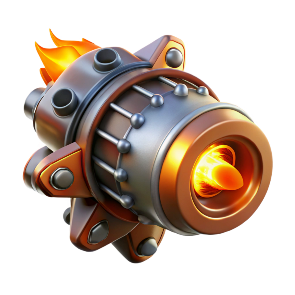 serene traditional Glowing Starship Engine Cutout with Orange Flames high quality png