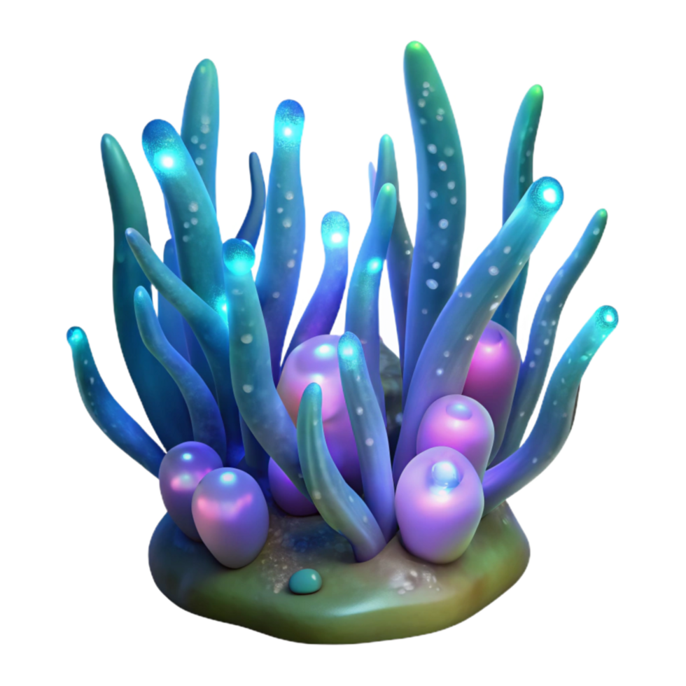 dramatic contemporary Glowing Underwater Plants Isolated Transparent Background authentic png