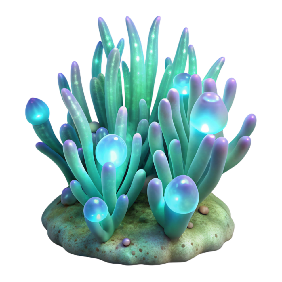 impressive abstract Glowing Underwater Plants Isolated Transparent Background high quality png