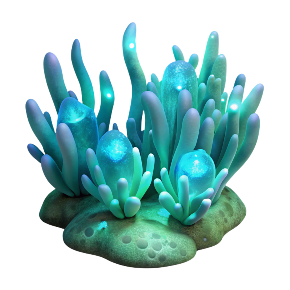 extraordinary vintage Glowing Underwater Plants Isolated Transparent Background high resolution png