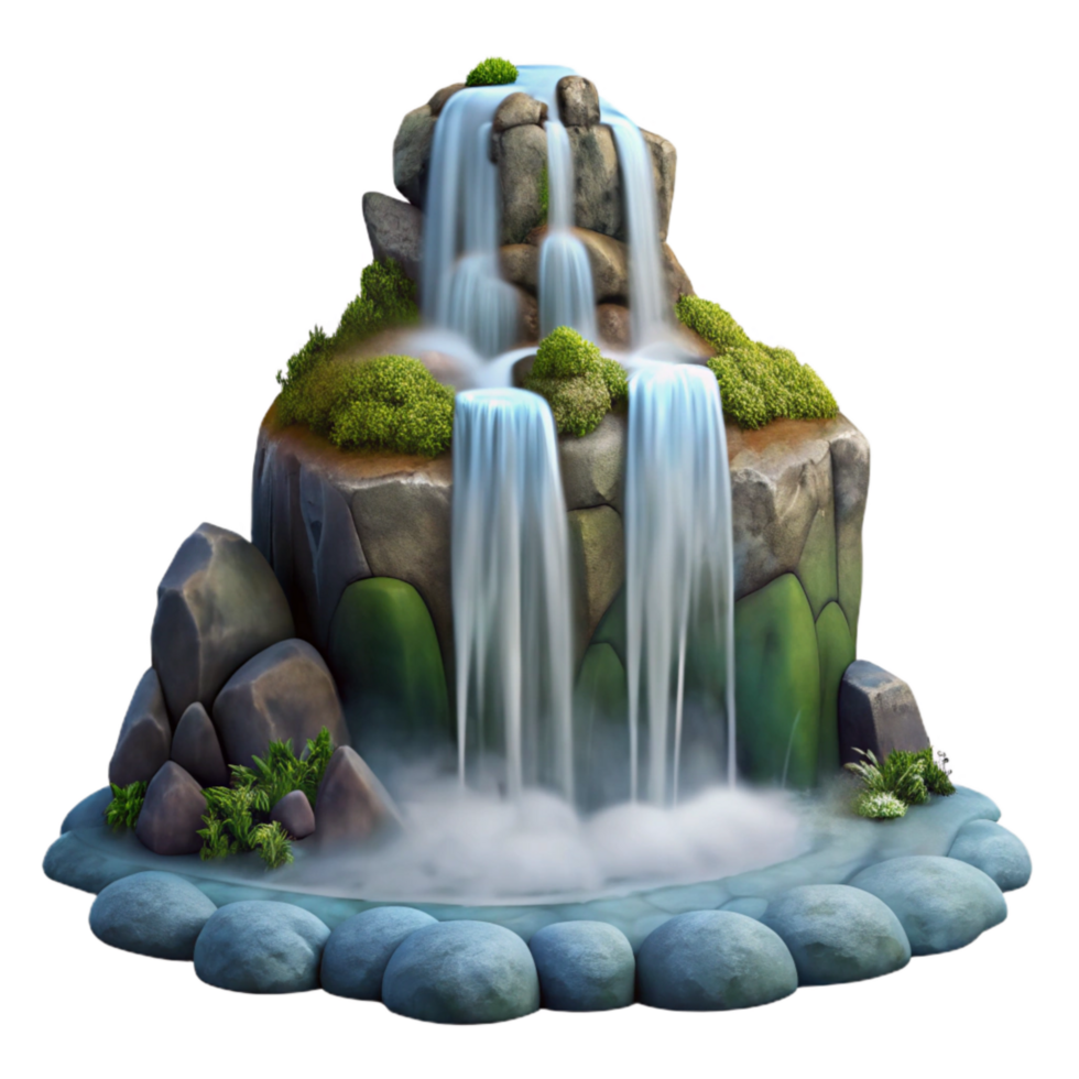 dramatic modern Glowing Waterfall Cutout in a Dark Forest high resolution png