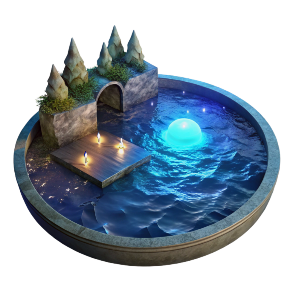 extraordinary contemporary Glowing Water Surface Cutout Nighttime Bay View high resolution png