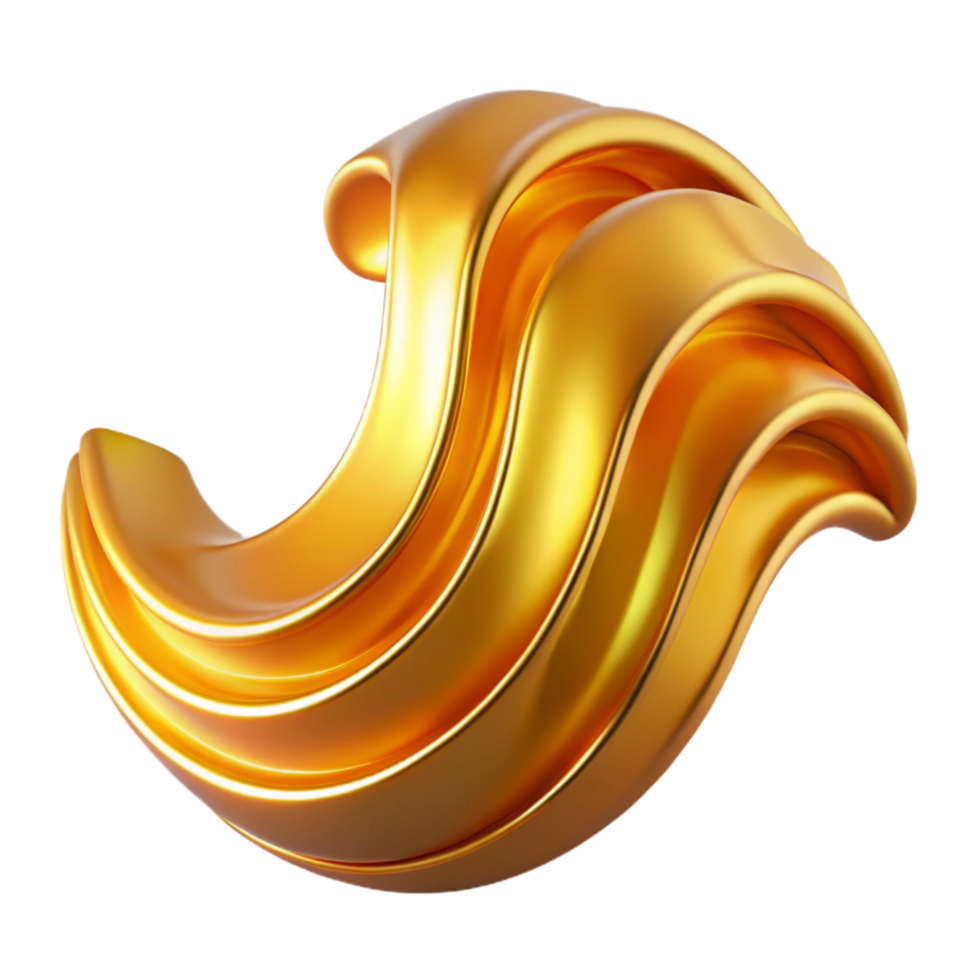impressive minimalist Golden Alloy Wave Cutout with Orange Glow authentic png
