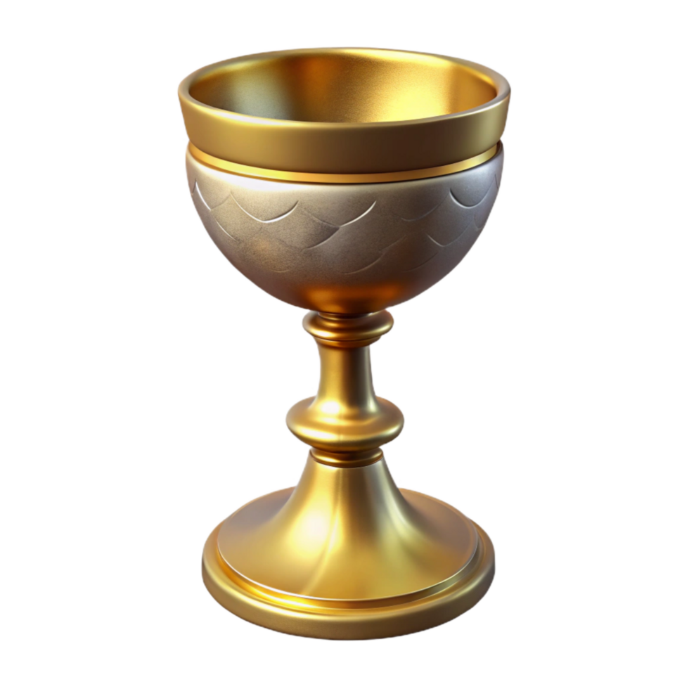 elegant classic Golden Chalice Cutout Front View Transparent Background detailed png