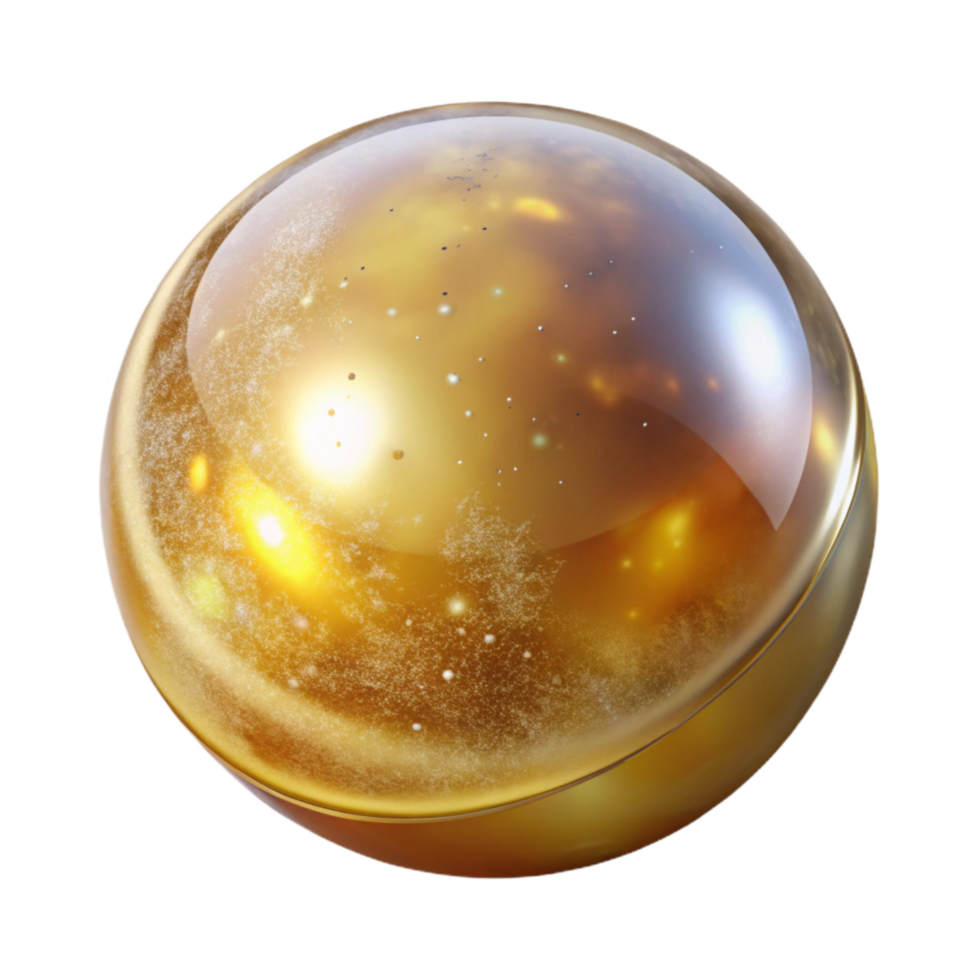 extraordinary modern Golden Galaxy in a Bubble Isolated Transparent Background detailed png