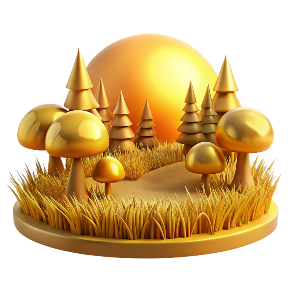 elegant contemporary Golden Hour Meadow with Isolated Trees high resolution png