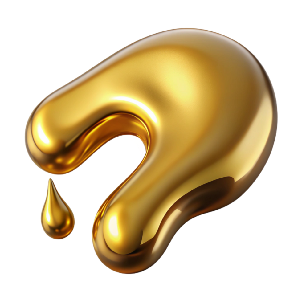 impressive traditional Golden Liquid Metal Stream Transparent Cutout detailed png