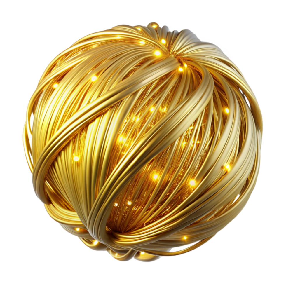 vibrant minimalist Golden Luminous Strands Isolated in Darkness original png