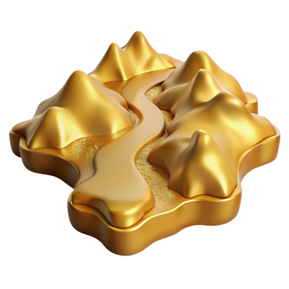 beautiful artistic Golden River Valley Isolated on Transparent Background authentic png