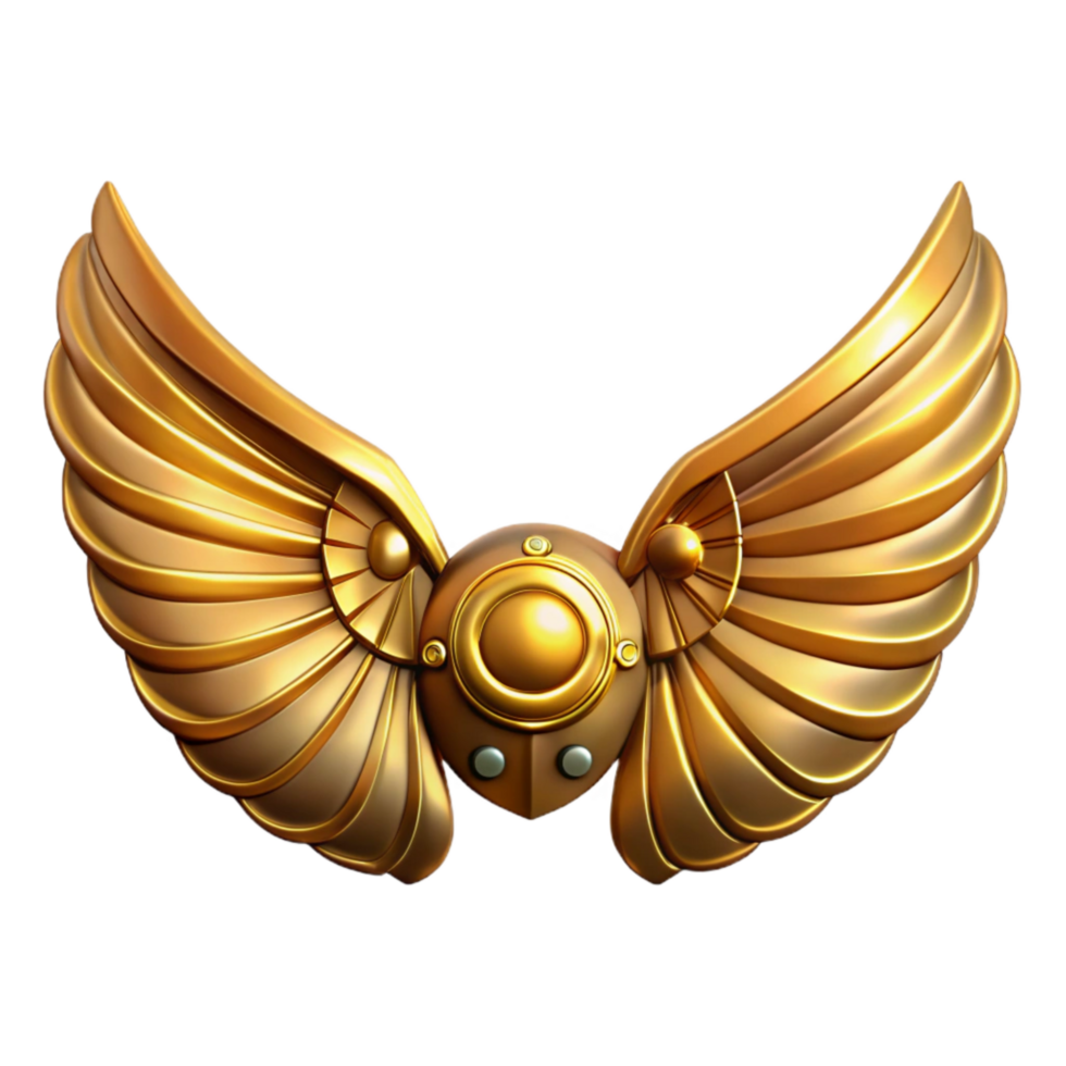 dramatic rustic Golden Steampunk Wings Isolated with Transparent Background png