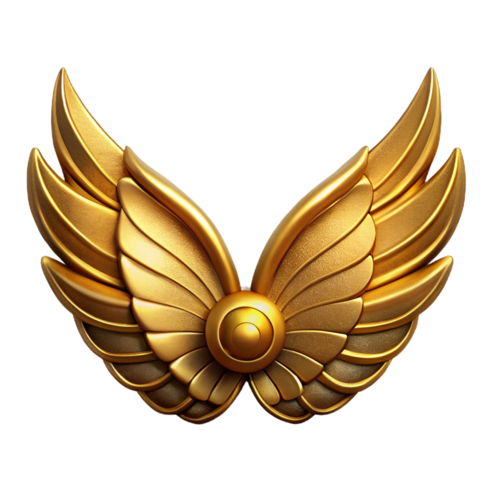 elegant abstract Golden Steampunk Wings Isolated with Transparent Background professional png