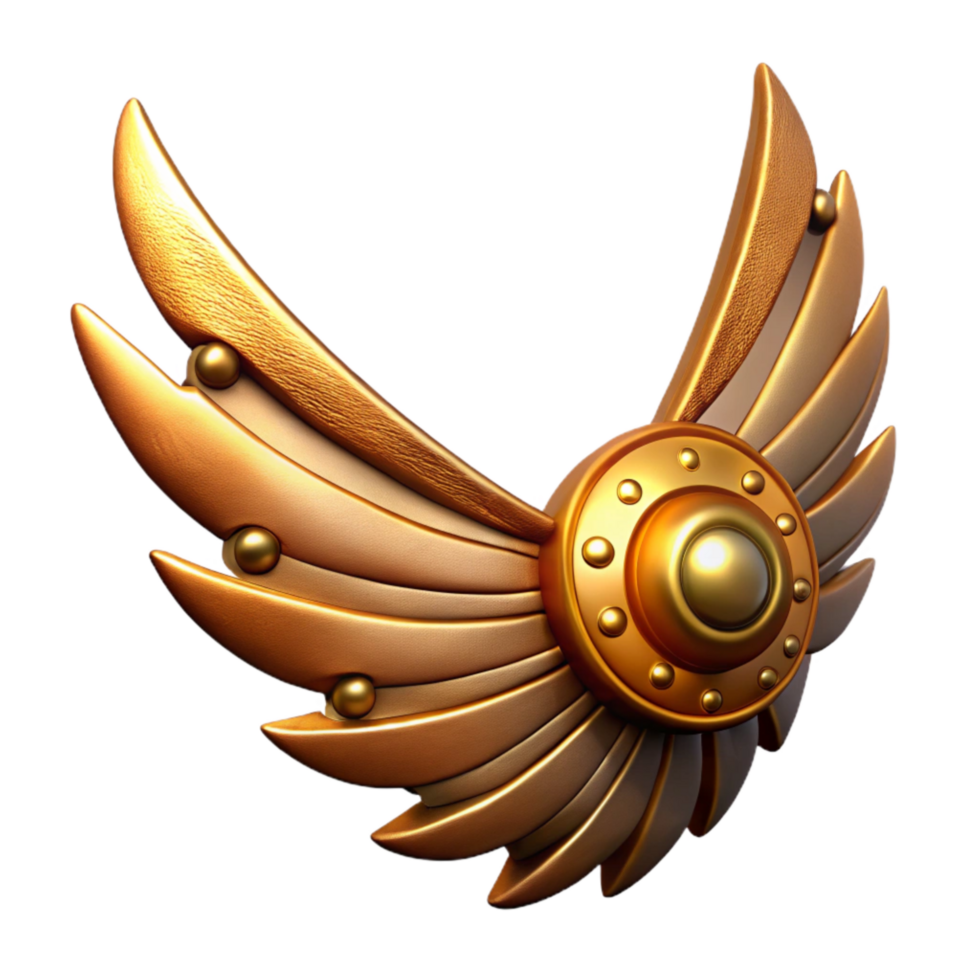 extraordinary classic Golden Steampunk Wing Element Isolated detailed png