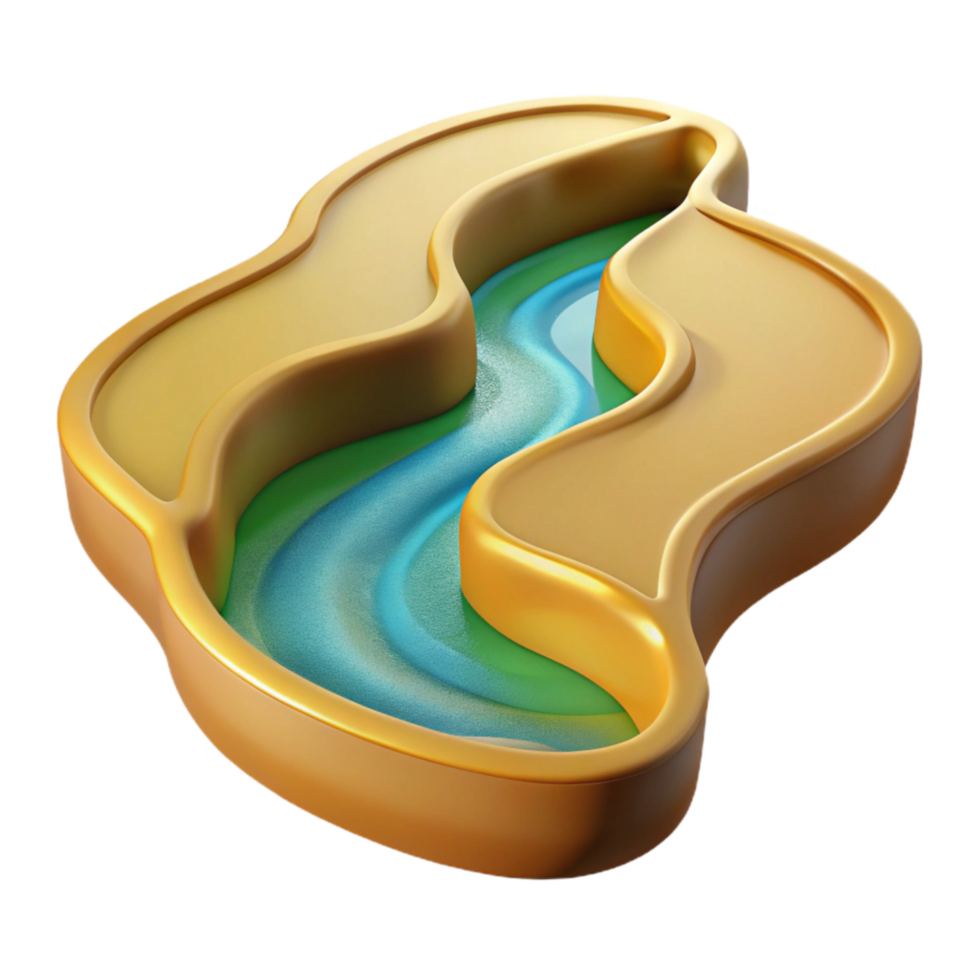 wonderful artistic Golden Valley River Bend Cutout with Clear Water premium png