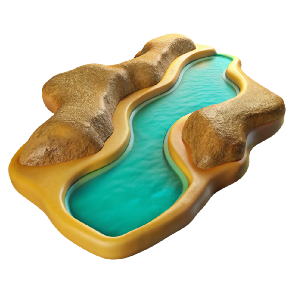 impressive modern Golden Valley River Bend Cutout with Clear Water high resolution png