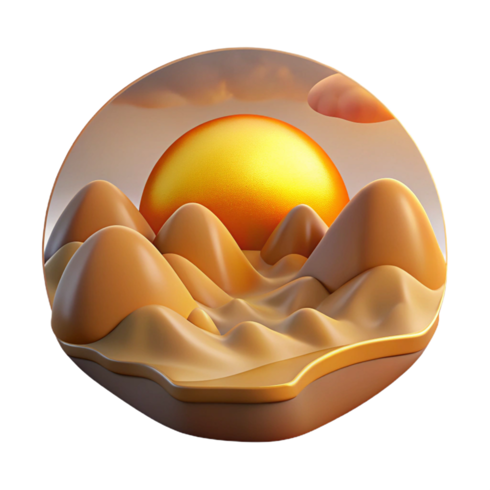 dramatic creative Golden Valley Sunset Landscape Cutout Isolated original png