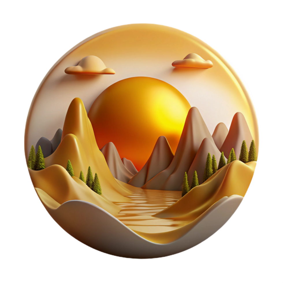 elegant classic Golden Valley Sunset Scene Isolated with Warm Lighting exclusive png