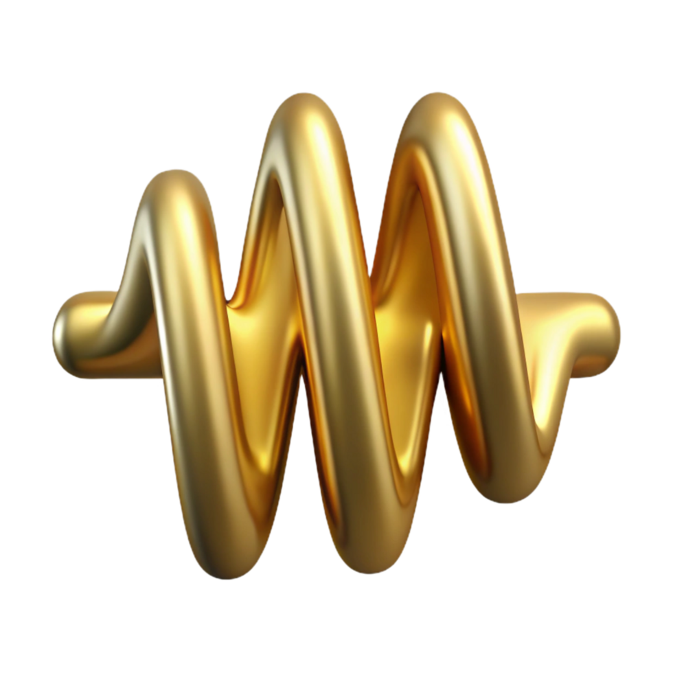 beautiful artistic Gold Soundwave Graphic Isolated with Metallic Sheen high quality png
