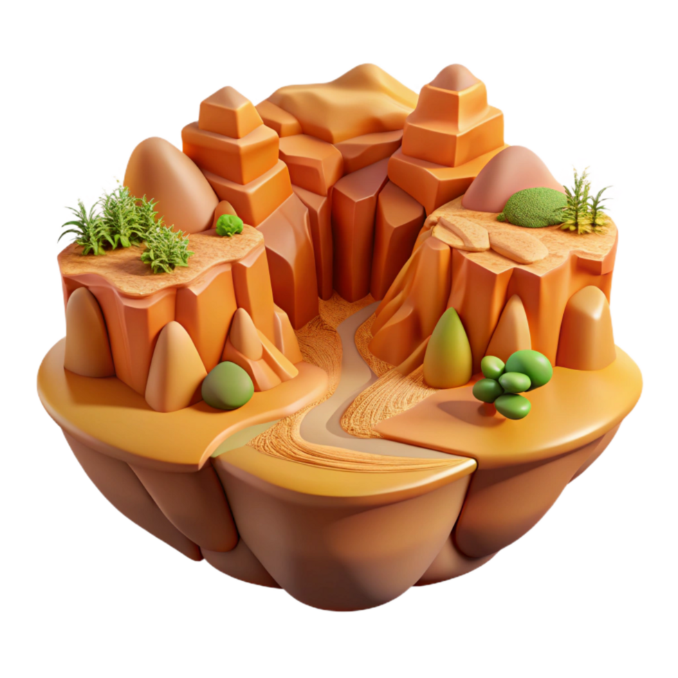 vibrant artistic Gorge Landscape Element Isolated Warm Color Palette genuine png