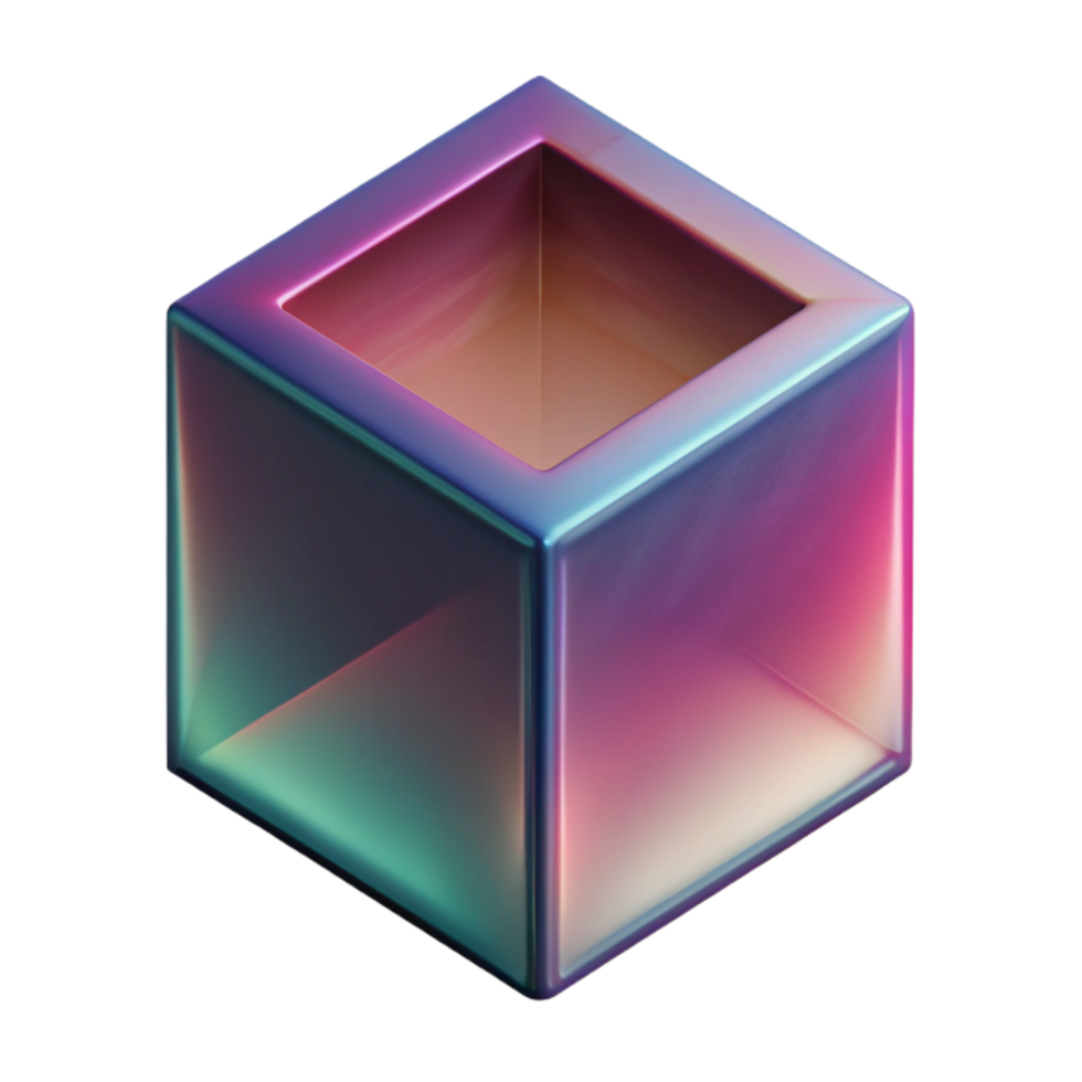 extraordinary creative Gradient Cube with Inner Shadow Transparent Background detailed png