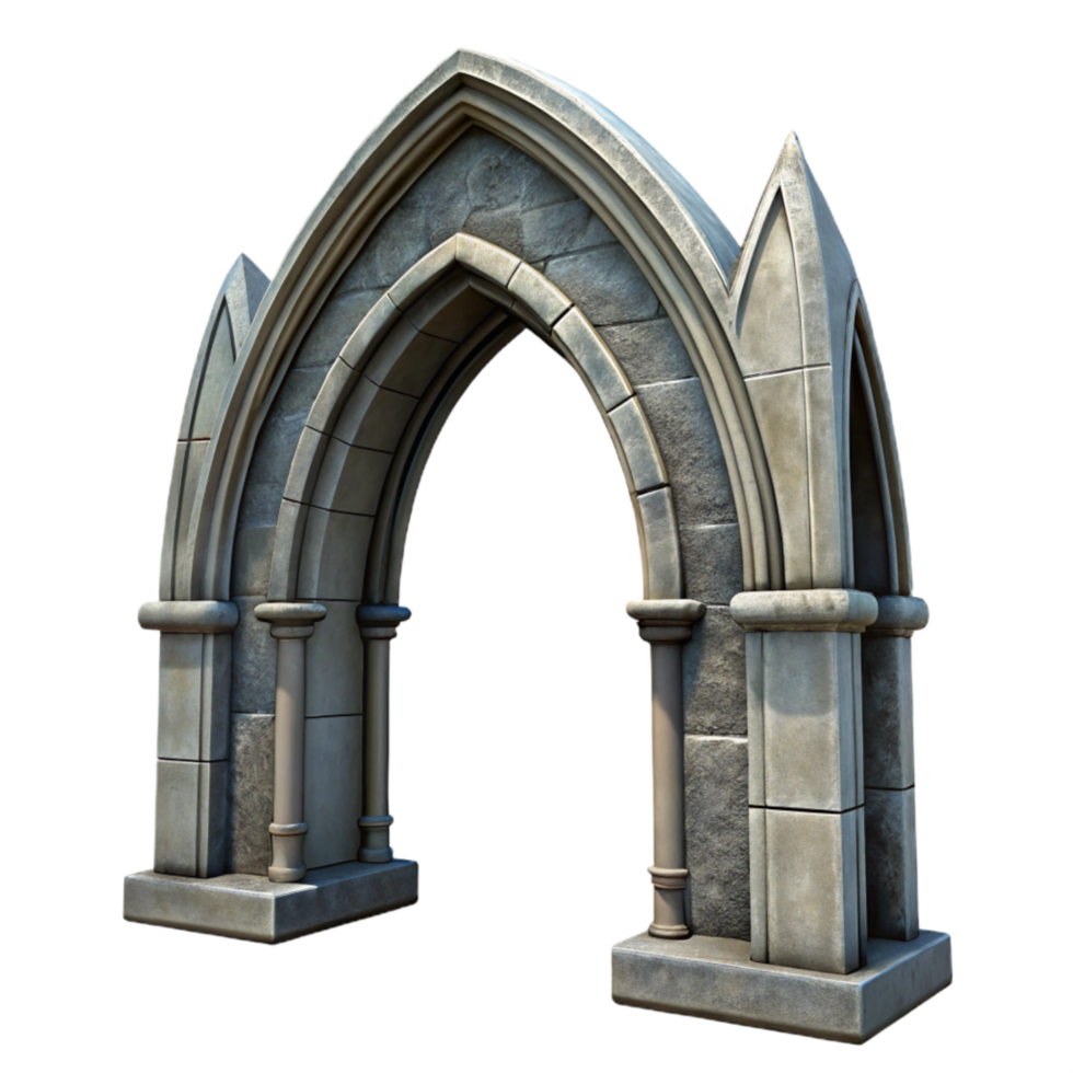 elegant rustic Gothic Arch Transparent Background Dramatic Lighting detailed png