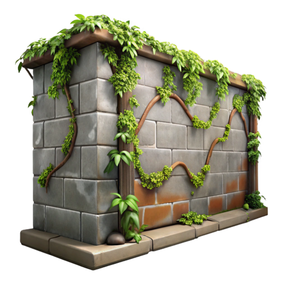 elegant rustic Graffiti Covered Wall with Vines Isolated Urban Style authentic png