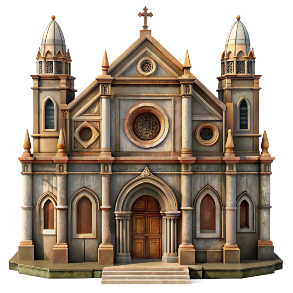 impressive traditional Grand Cathedral Facade Isolated Detailed Architecture Transparent Background high resolution png