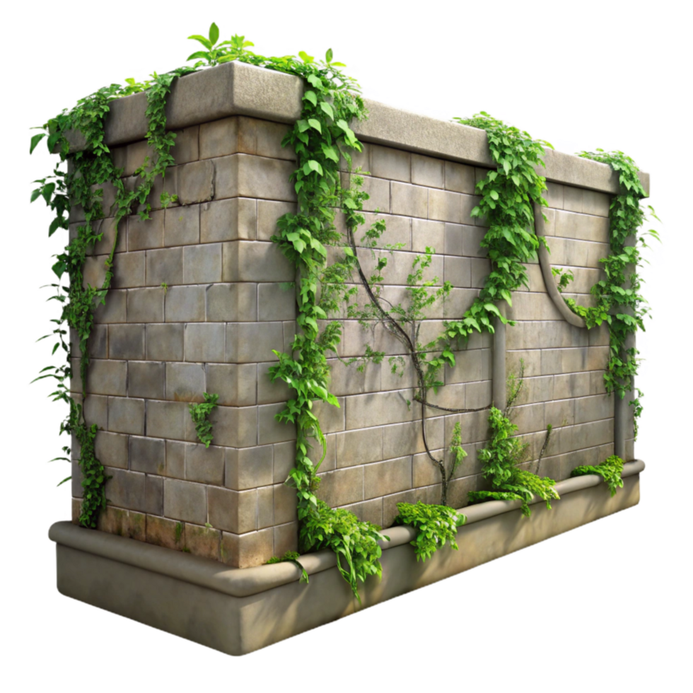 impressive rustic Graffiti Covered Wall with Vines Isolated Urban Style premium png
