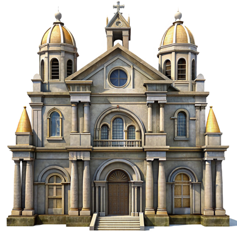 magnificent contemporary Grand Cathedral Facade Isolated Detailed Architecture Transparent Background original png