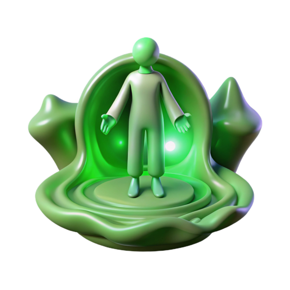 dramatic abstract Green Aura Field Surrounding Figure Cutout authentic png