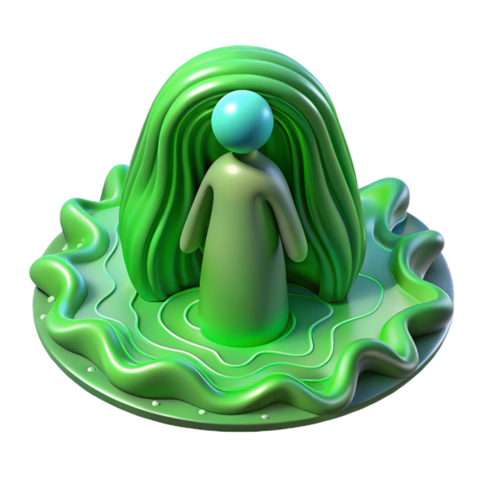 serene modern Green Aura Field Surrounding Figure Cutout png