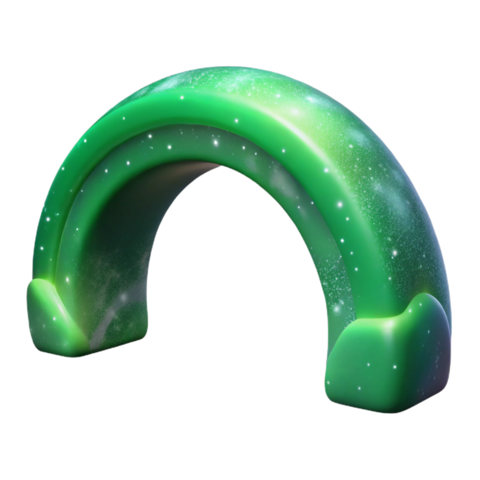 dramatic artistic Green Auroral Arch Transparent Background Isolated Element exclusive png