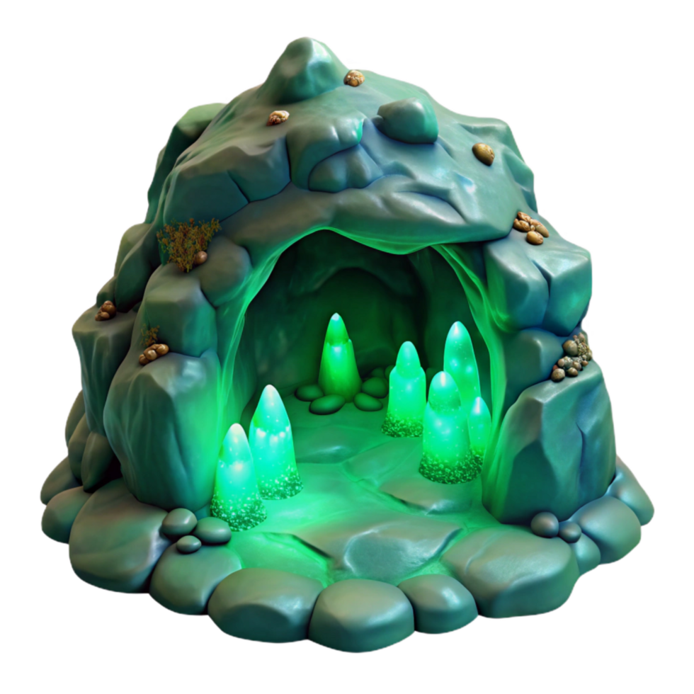 serene contemporary Green Bioluminescence Underwater Cave Transparent Background genuine png