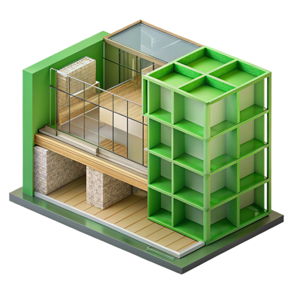 extraordinary artistic Green Building Cross Section Transparent Background premium png
