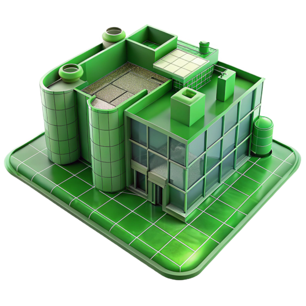 dramatic abstract Green Building Blueprint Top View Transparent Background original png