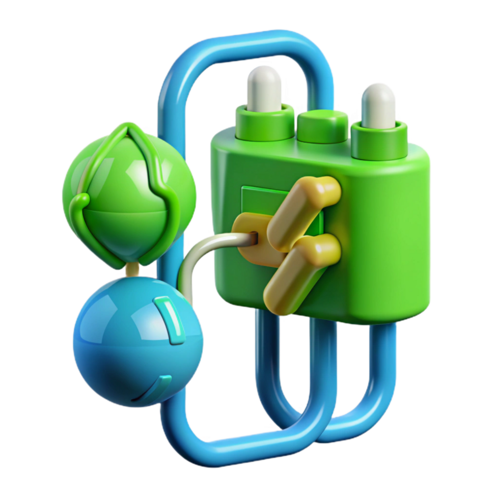 impressive abstract Green Energy Flow in Blue Circuitry Isolated authentic png