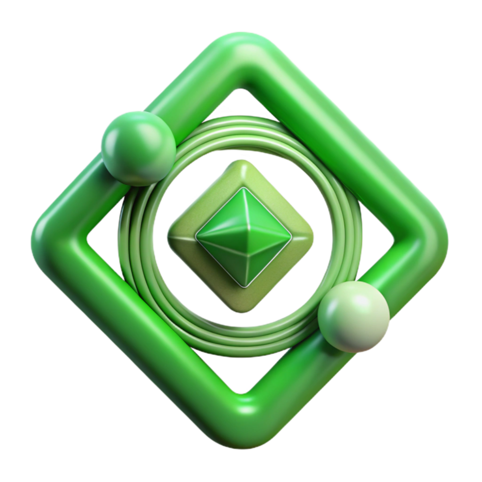 elegant minimalist Green Energy Flow with Geometric Frame Cutout detailed png