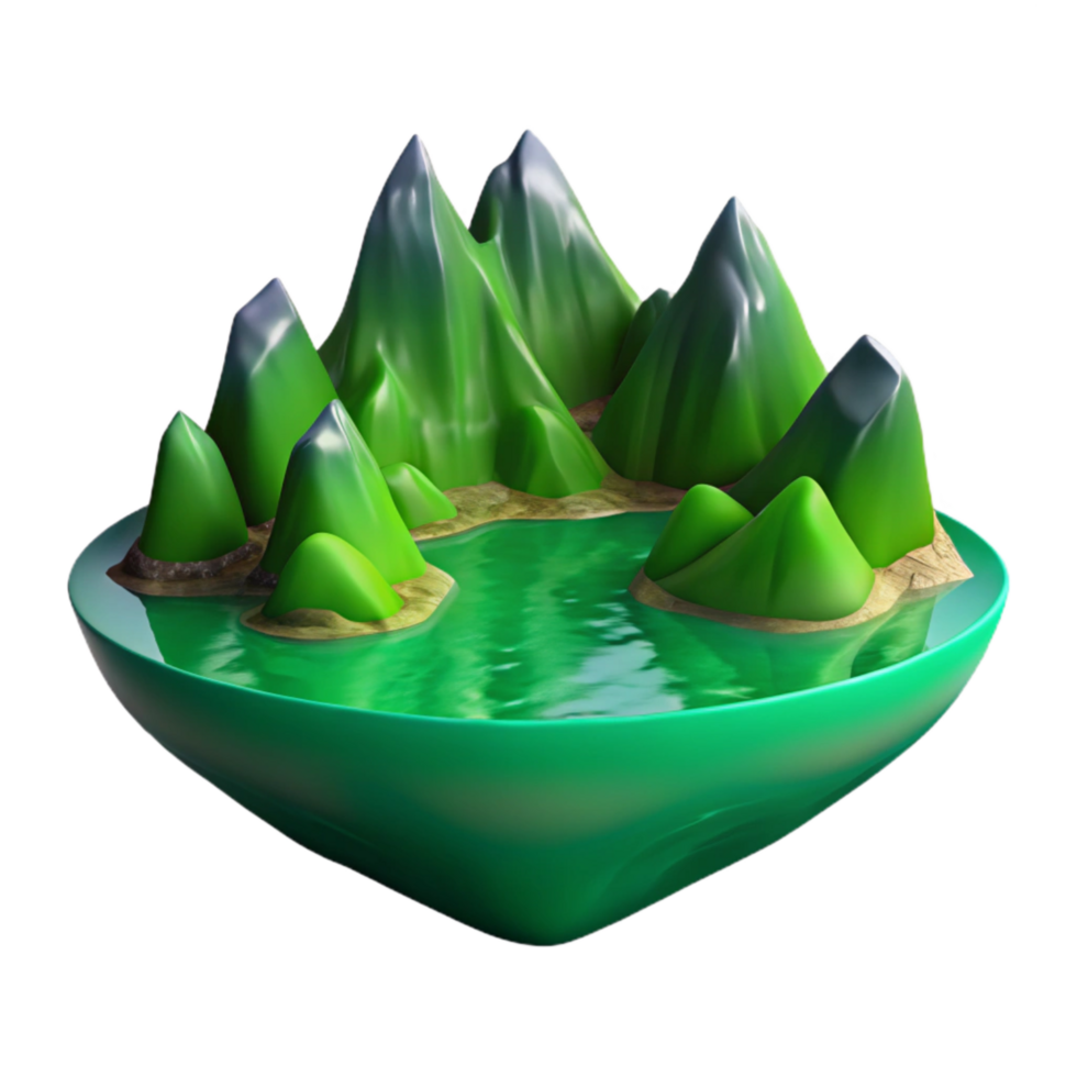 elegant artistic Green Fjord Cutout Serene Reflection high quality png