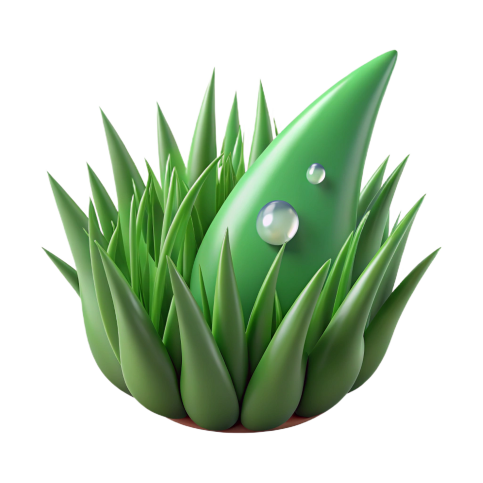 impressive rustic Green Grass Blade Cutout with Dewdrop Detail original png