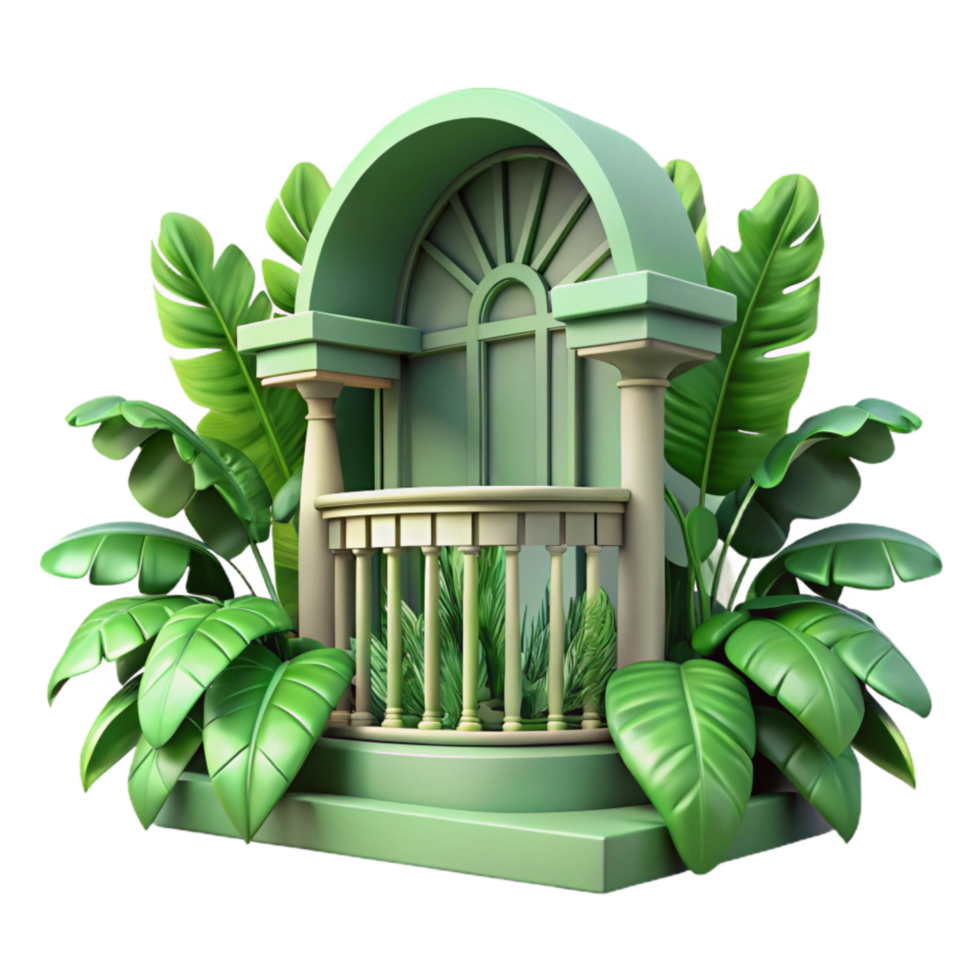 wonderful abstract Green Leaves Overtaking Balcony Cutout original png