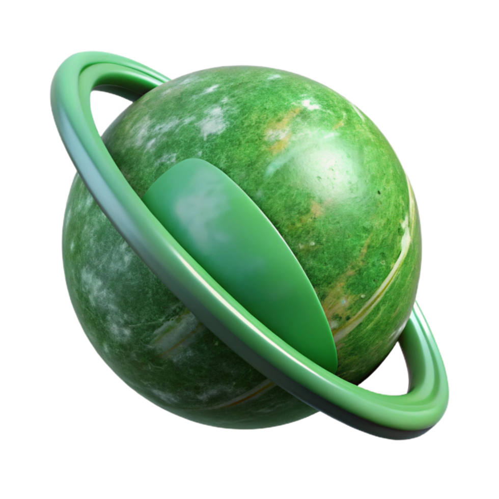 vibrant minimalist Green Orb in Continuous Orbit Cutout detailed png