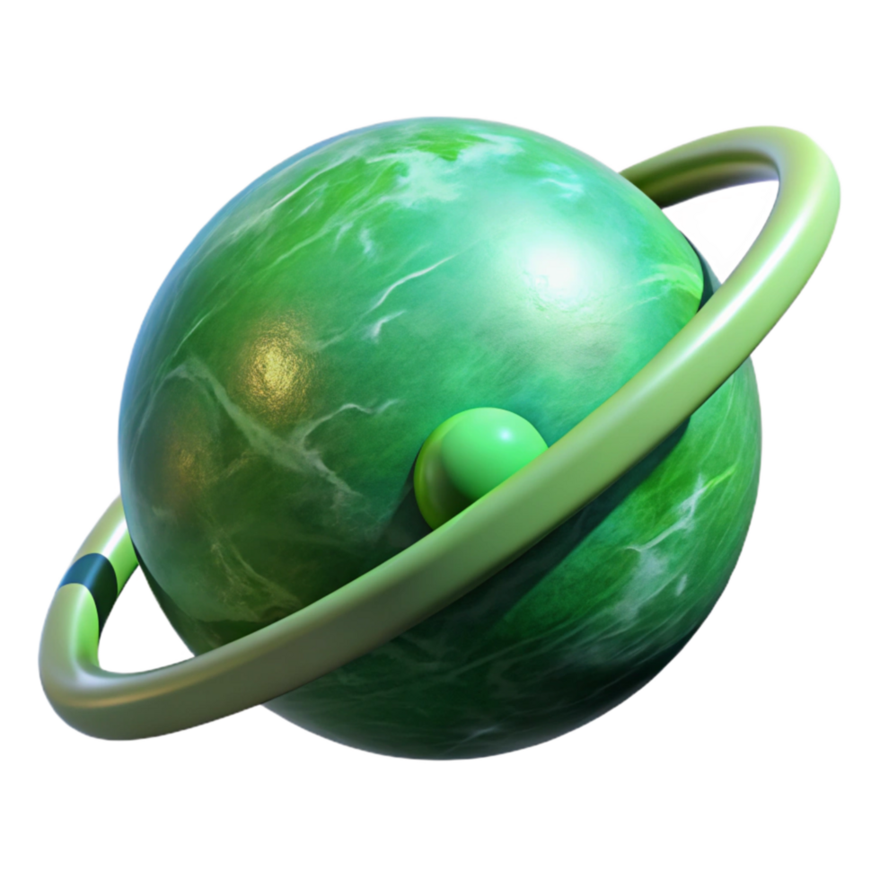 vibrant creative Green Orb in Continuous Orbit Cutout premium png