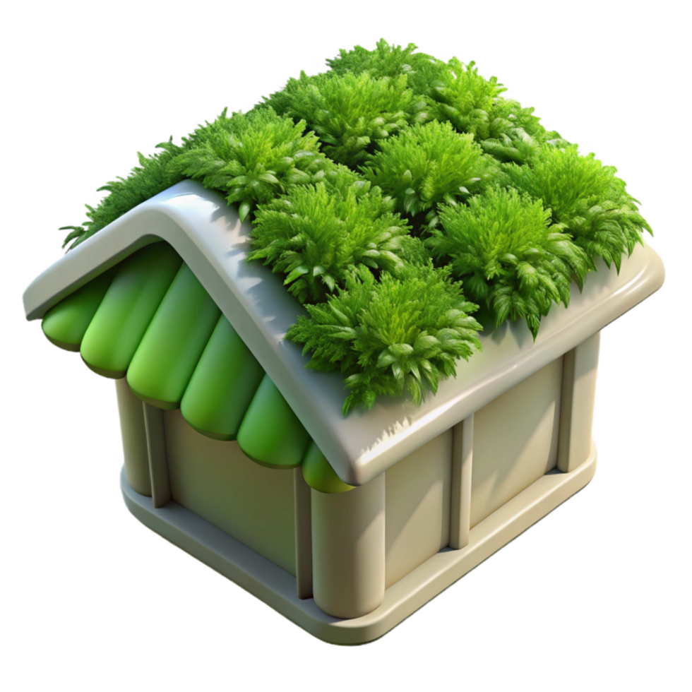 vibrant contemporary Green Roof Vegetation Close Up Transparent Isolated authentic png