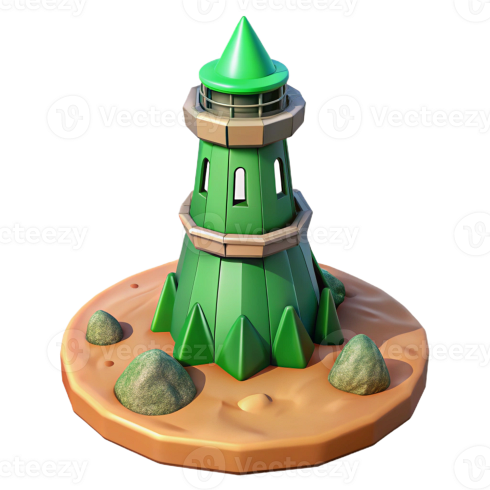 serene abstract Green Terraform Tower in Barren Landscape Transparent Background original png